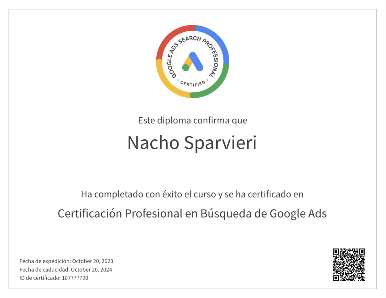 Google Ads Search Professional certificate