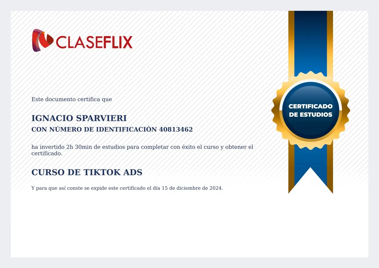 TikTok Ads certificate